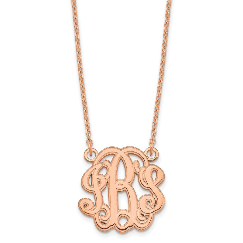 Rose Plated Sterling Silver/Rose Etched Monogram Necklace
