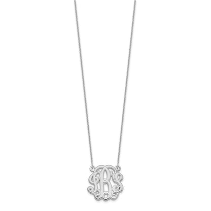 14K White Gold Etched Monogram Necklace