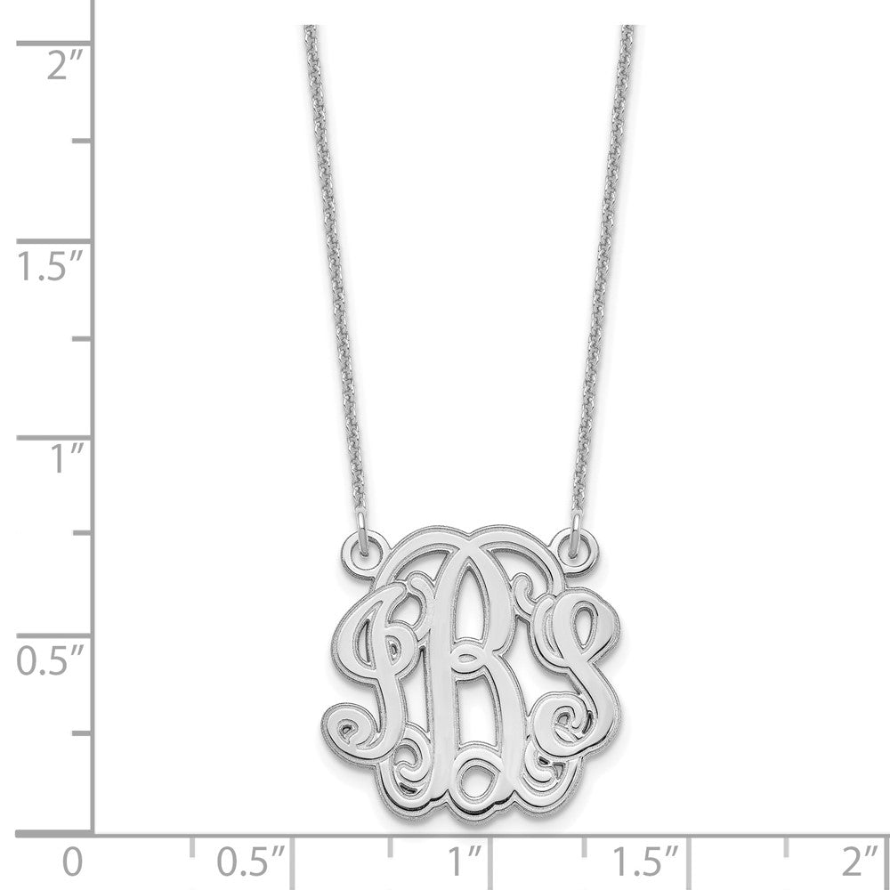 14K White Gold Etched Monogram Necklace