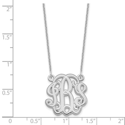 14K White Gold Etched Monogram Necklace