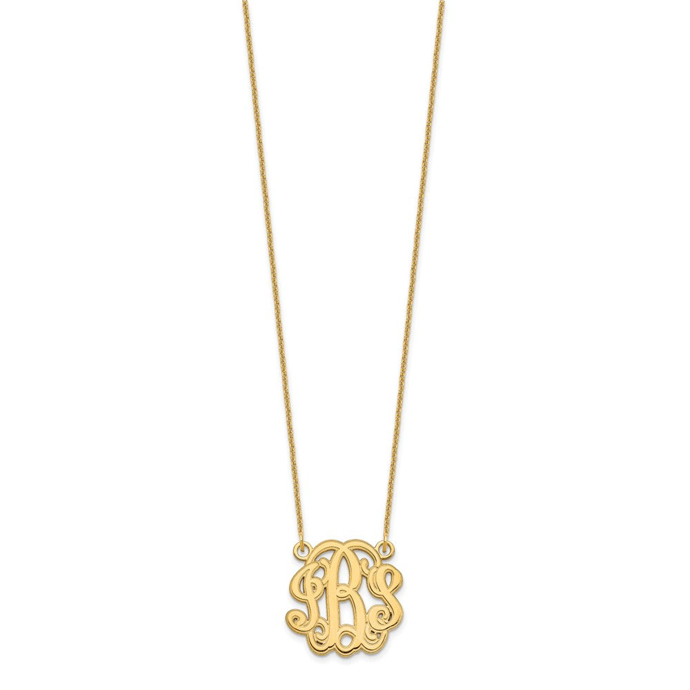 14K Yellow Gold Etched Monogram Necklace