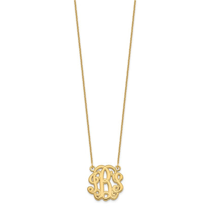 14K Yellow Gold Etched Monogram Necklace