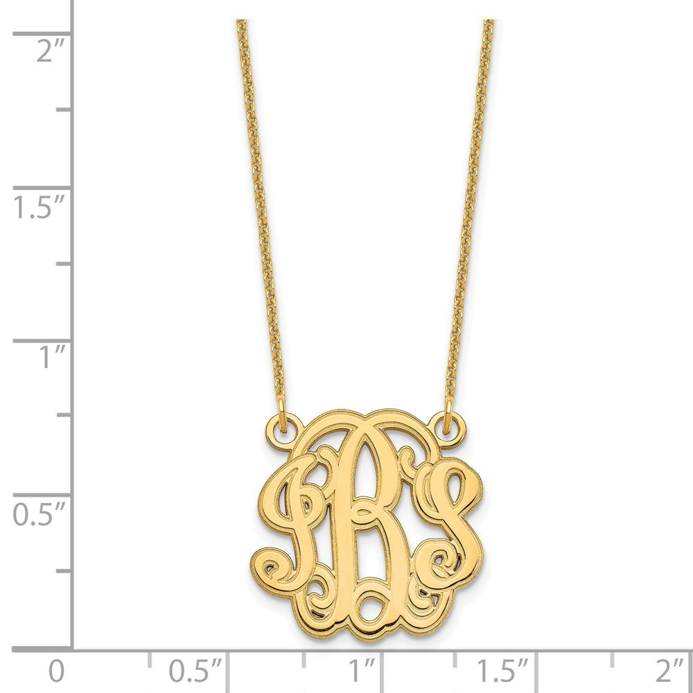 14K Yellow Gold Etched Monogram Necklace