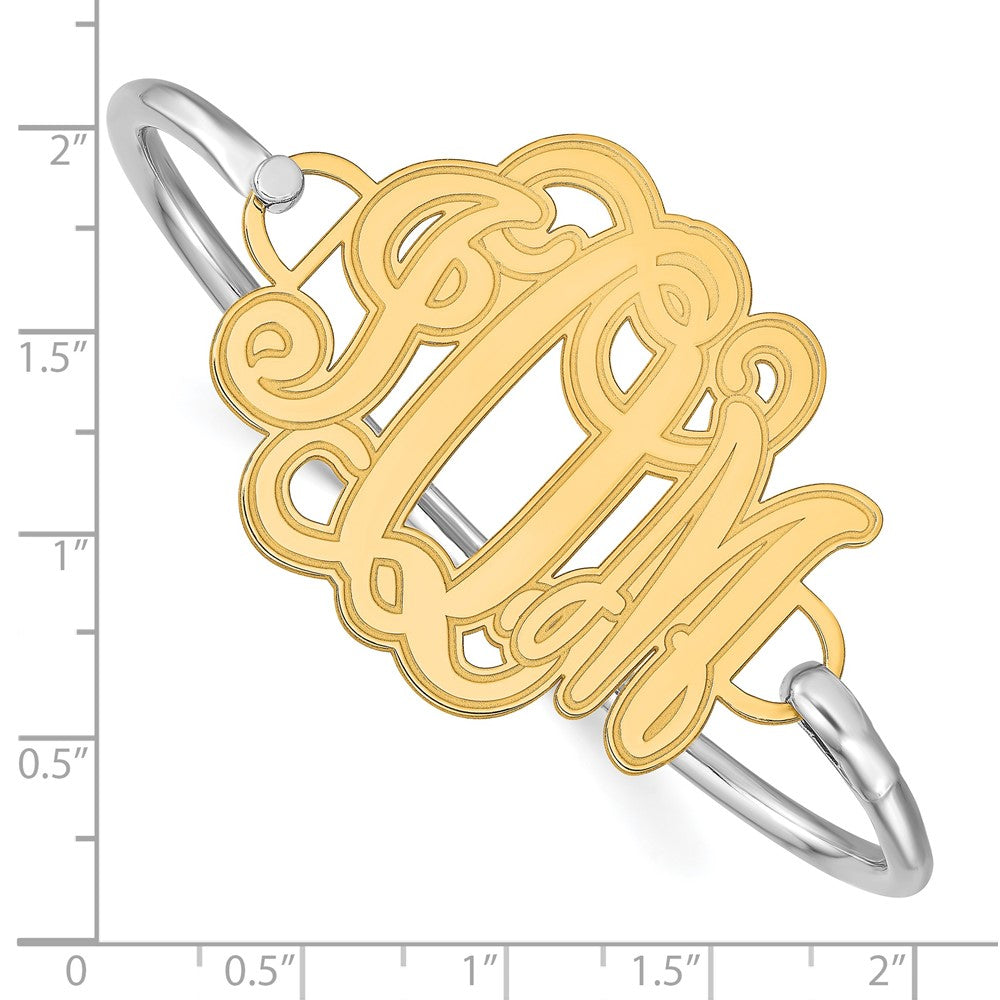 14K Yellow Gold Etched Monogram With Sterling Silver Bangle