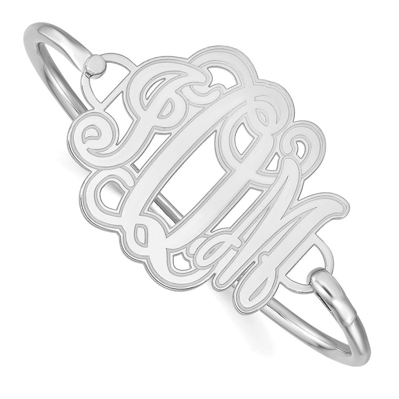 Sterling Silver Rhodium Plated Etched Monogram With Bangle