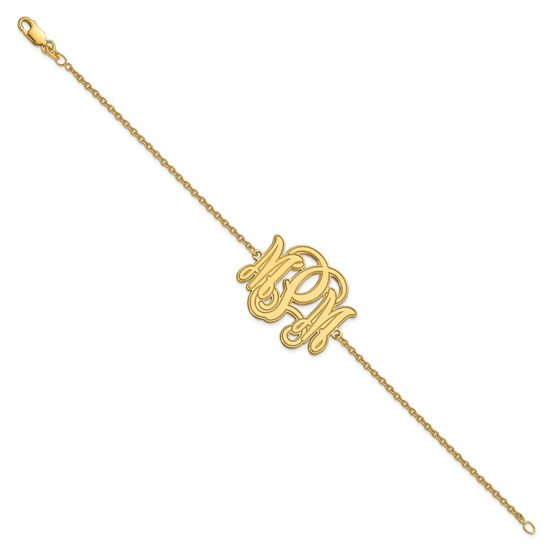14K Yellow Gold Etched Monogram Bracelet