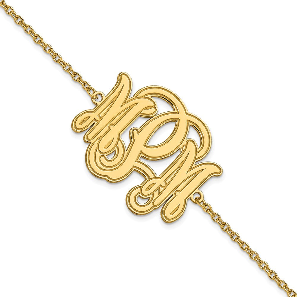 14K Yellow Gold Etched Monogram Bracelet