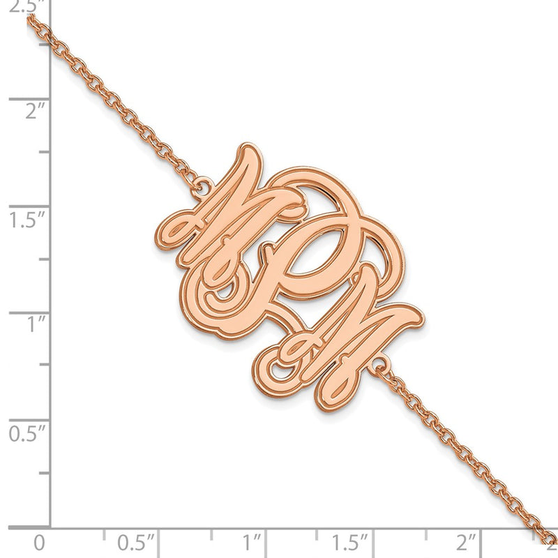 Rose Plated Sterling Silver/Rose Etched Monogram Bracelet