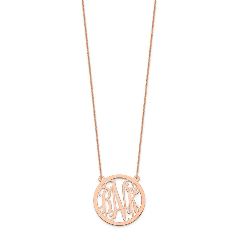14K Rose Gold Round Monogram Necklace