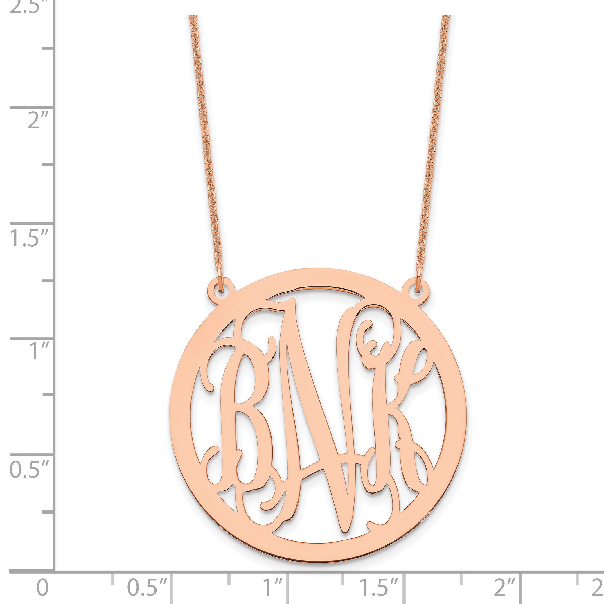 14K Rose Gold Large Round Monogram Necklace