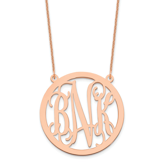 14K Rose Gold Large Round Monogram Necklace