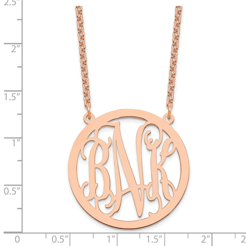 Rose Plated Sterling Silver/Rose Large Round Monogram Necklace