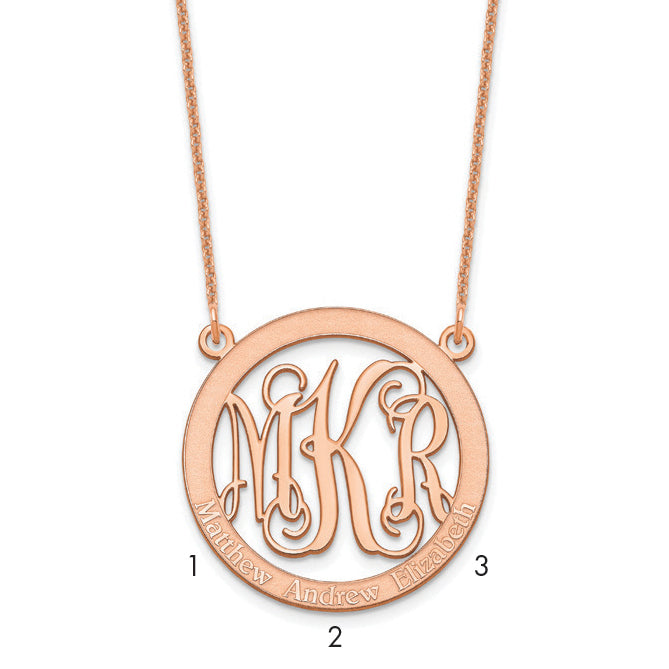 14K Rose Gold Small Family Monogram Necklace