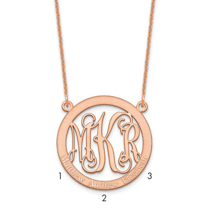 14K Rose Gold Small Family Monogram Necklace