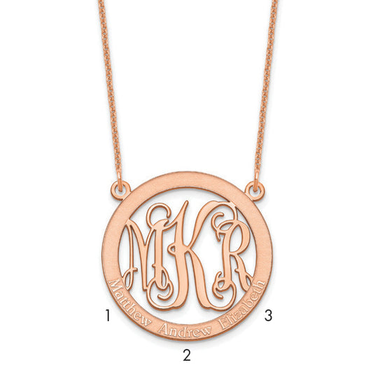 14K Rose Gold Small Family Monogram Necklace