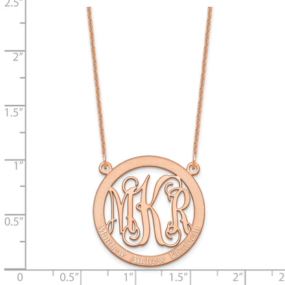 14K Rose Gold Small Family Monogram Necklace