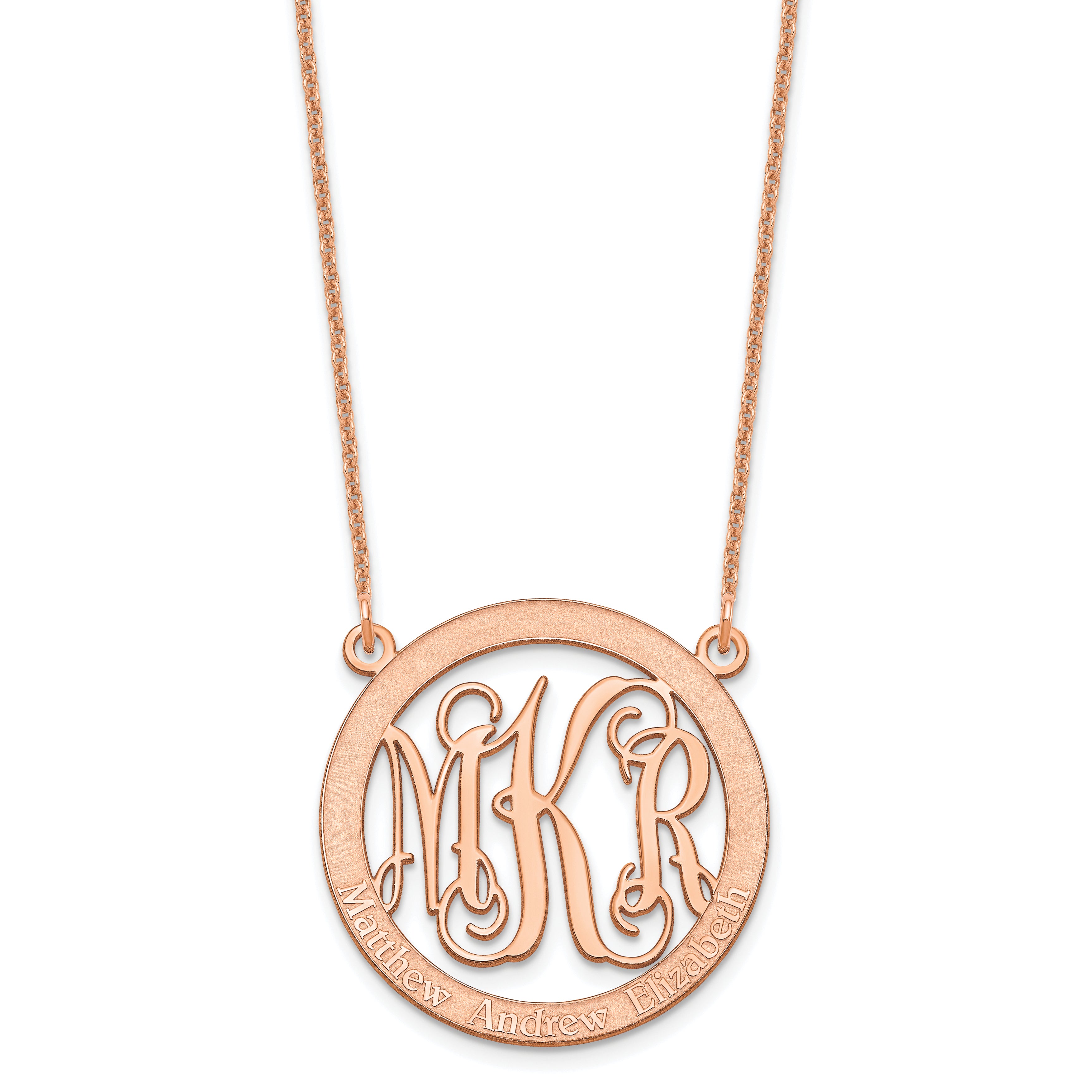 14K Rose Gold Small Family Monogram Necklace