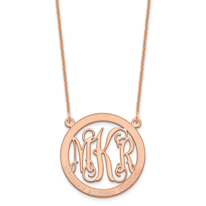 14K Rose Gold Small Family Monogram Necklace