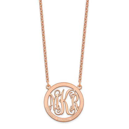Rose Plated Sterling Silver/Rose Small Family Monogram Necklace