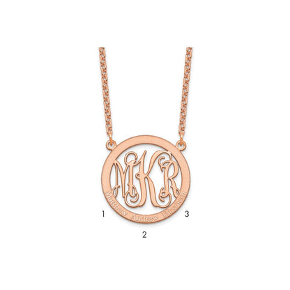 Rose Plated Sterling Silver/Rose Small Family Monogram Necklace