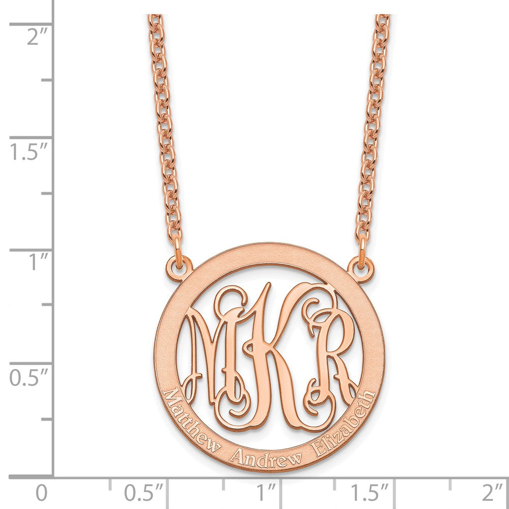 Rose Plated Sterling Silver/Rose Small Family Monogram Necklace