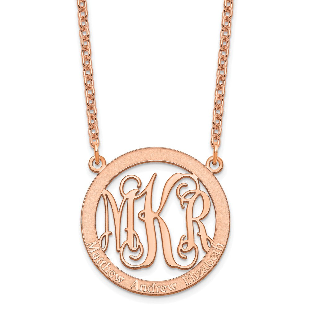 Rose Plated Sterling Silver/Rose Small Family Monogram Necklace