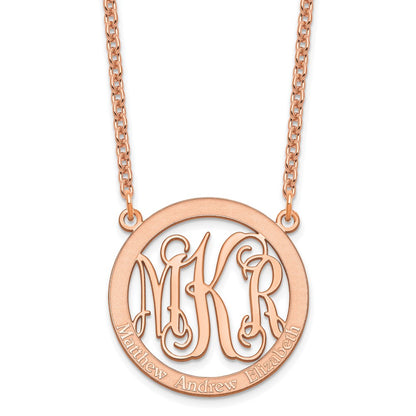 Rose Plated Sterling Silver/Rose Small Family Monogram Necklace