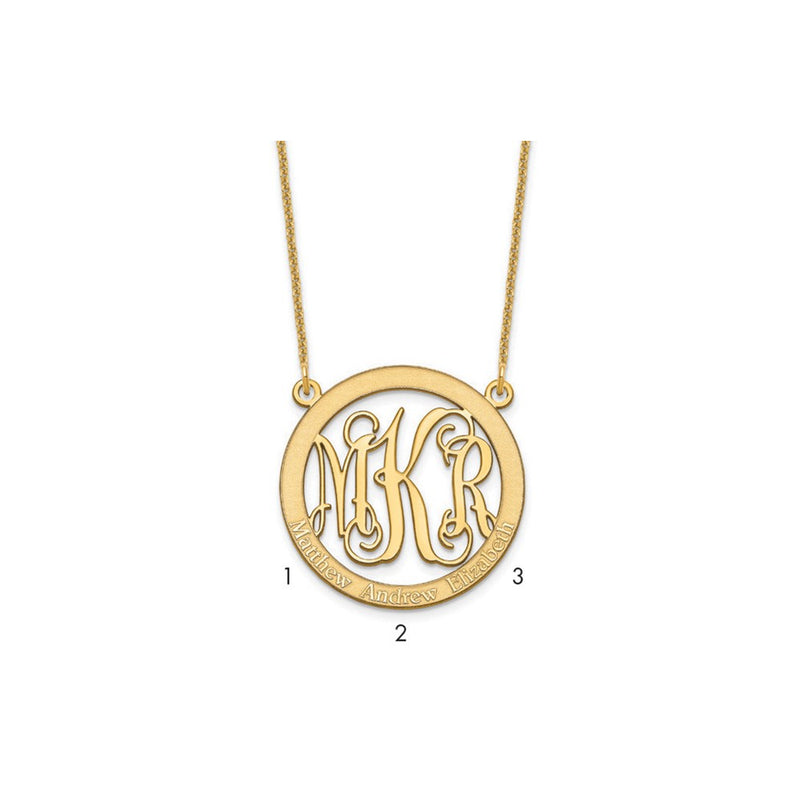 14K Yellow Gold Small Family Monogram Necklace