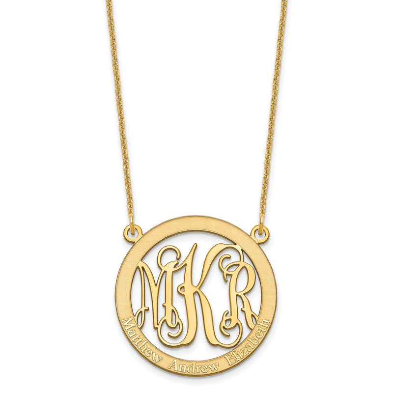 14K Yellow Gold Small Family Monogram Necklace