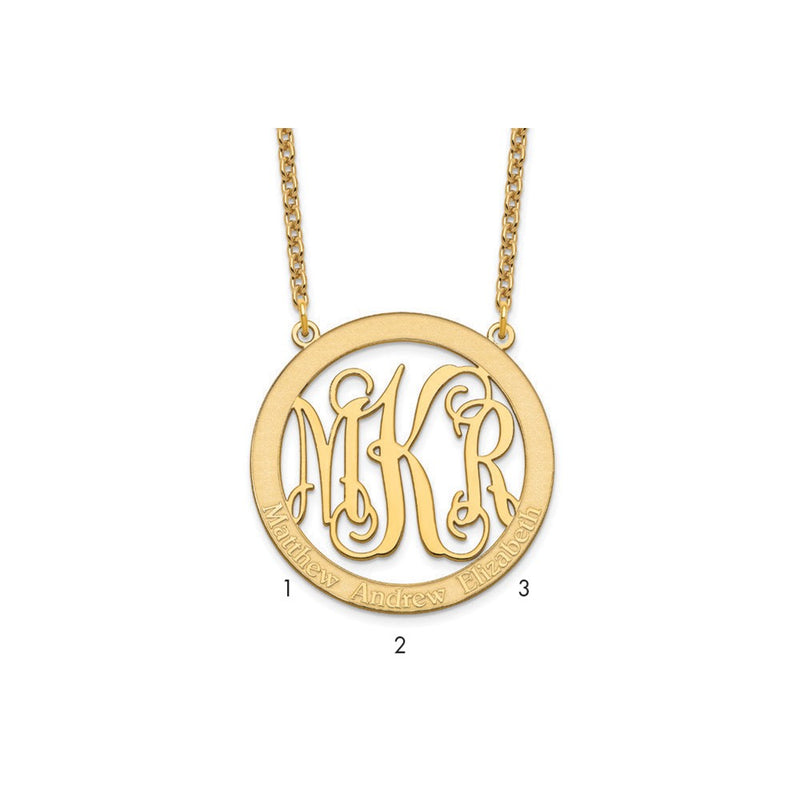 Gold Plated Sterling Silver/Gold Large Family Monogram Necklace