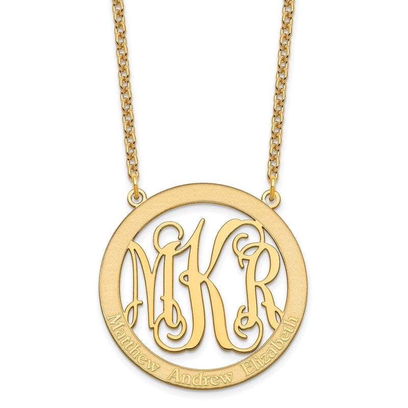 Gold Plated Sterling Silver/Gold Large Family Monogram Necklace