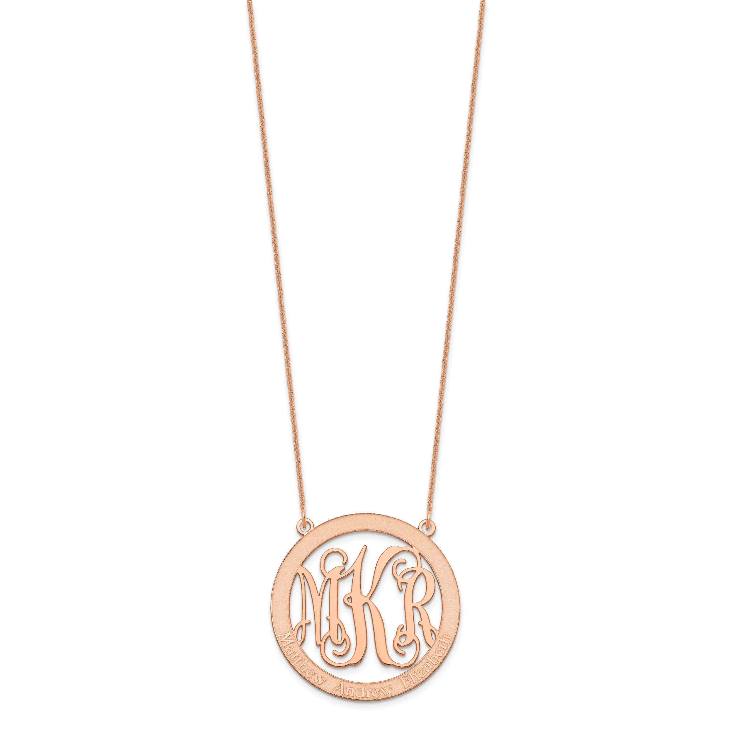 14K Rose Gold Large Family Monogram Necklace
