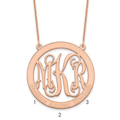 14K Rose Gold Large Family Monogram Necklace