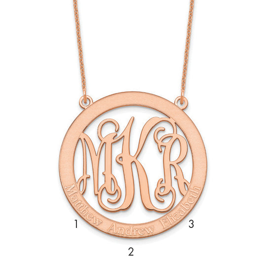 14K Rose Gold Large Family Monogram Necklace