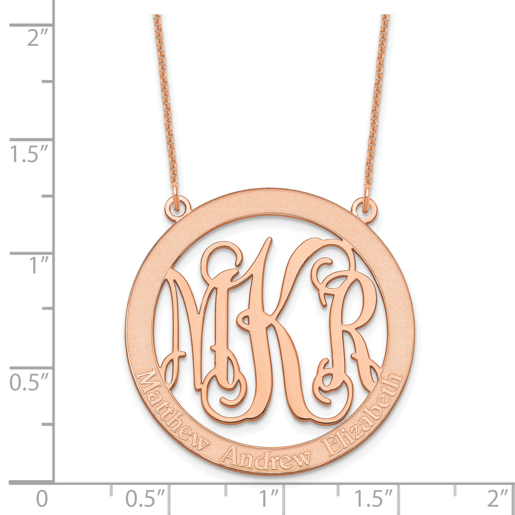 14K Rose Gold Large Family Monogram Necklace