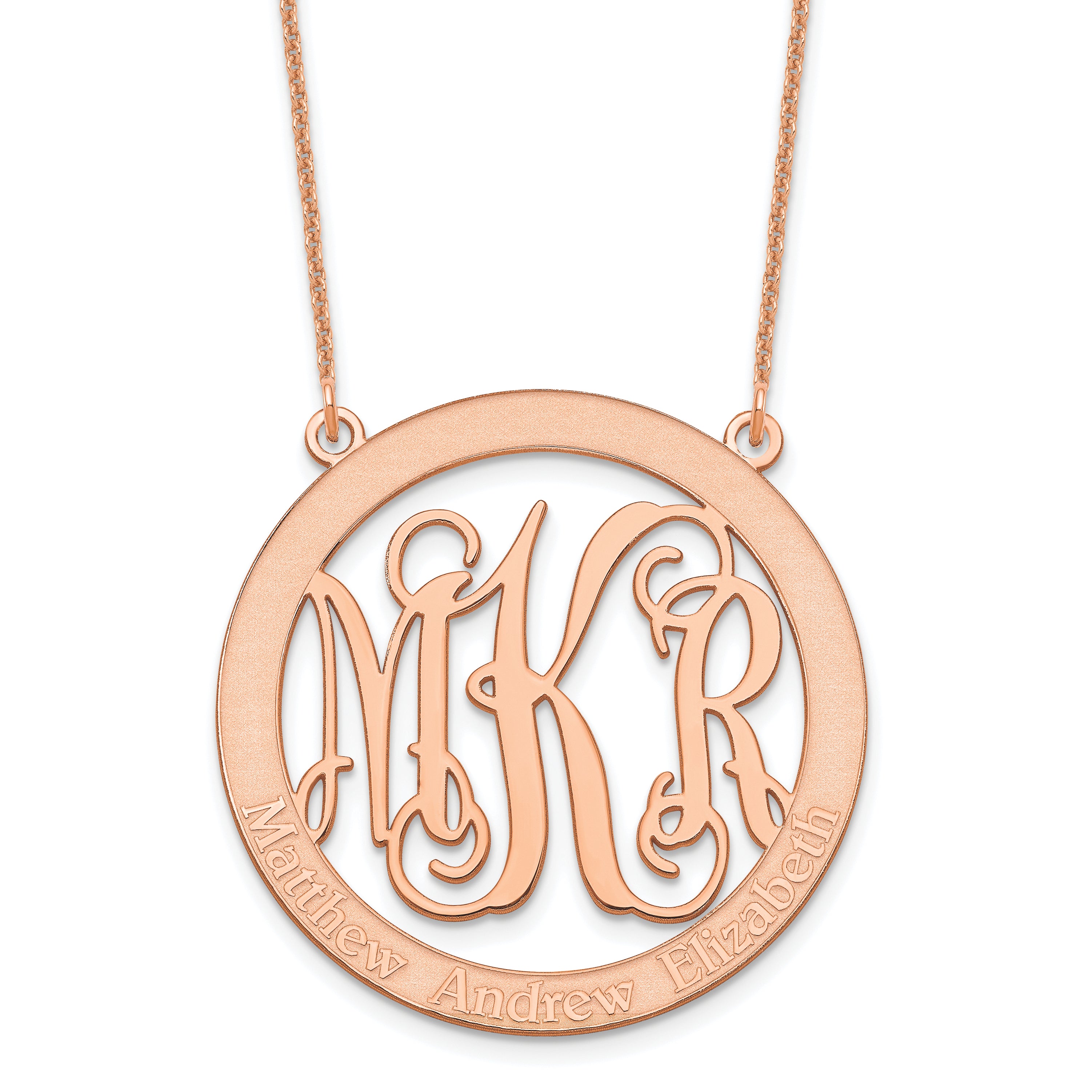 14K Rose Gold Large Family Monogram Necklace