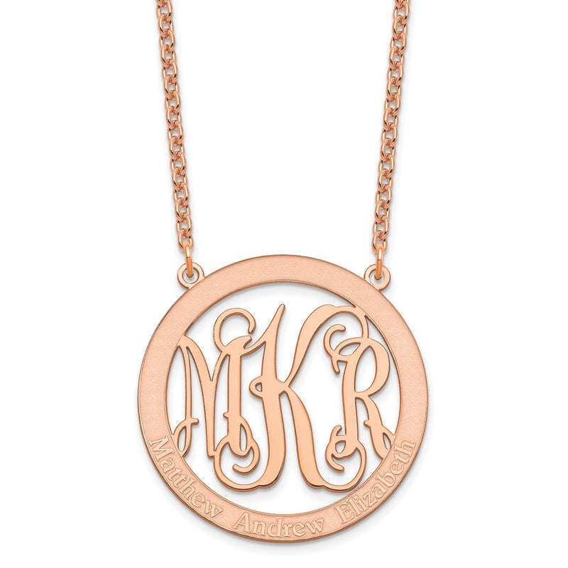 Rose Plated Sterling Silver/Rose Large Family Monogram Necklace