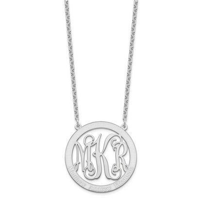 Sterling Silver Silver/Rhodium Plated Large Family Monogram Necklace