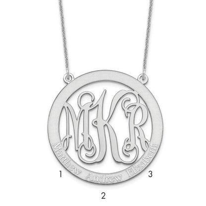 14K White Gold Large Family Monogram Necklace