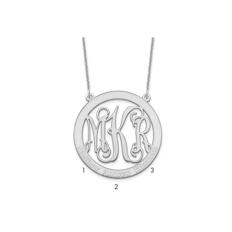 14K White Gold Large Family Monogram Necklace