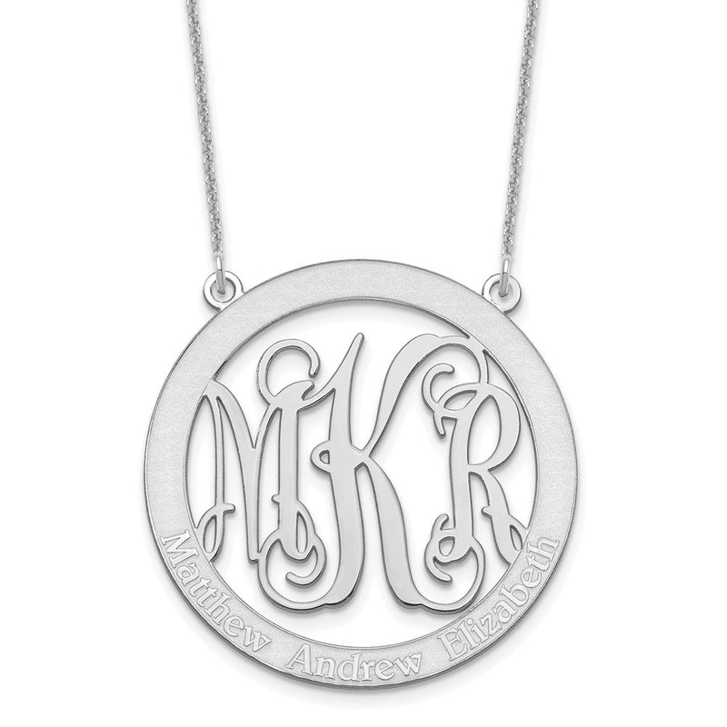 14K White Gold Large Family Monogram Necklace