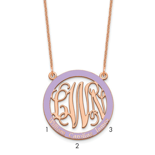 14K Rose Gold Small Family Monogram Epoxy Necklace