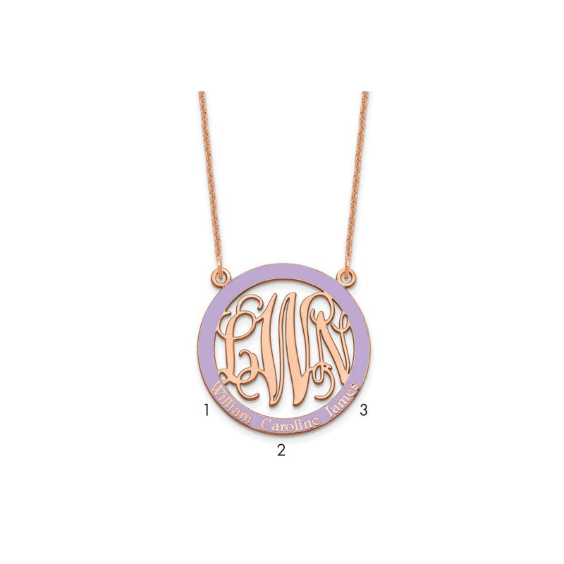 14K Rose Gold Small Family Monogram Epoxy Necklace