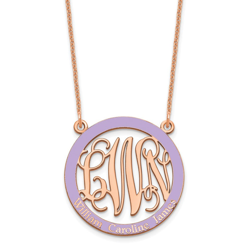 14K Rose Gold Small Family Monogram Epoxy Necklace