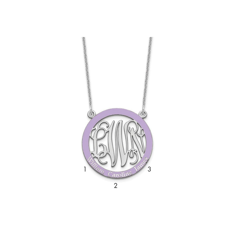 14K White Gold Small Family Monogram Epoxy Necklace
