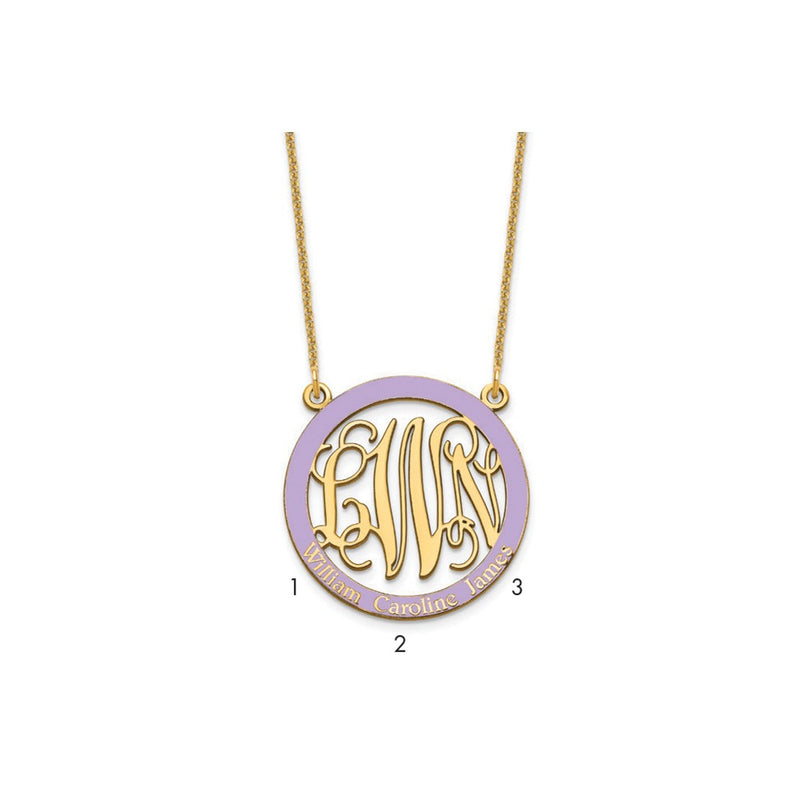 14K Yellow Gold Small Family Monogram Epoxy Necklace