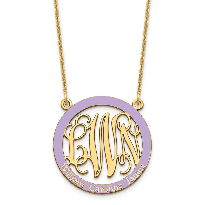 14K Yellow Gold Small Family Monogram Epoxy Necklace