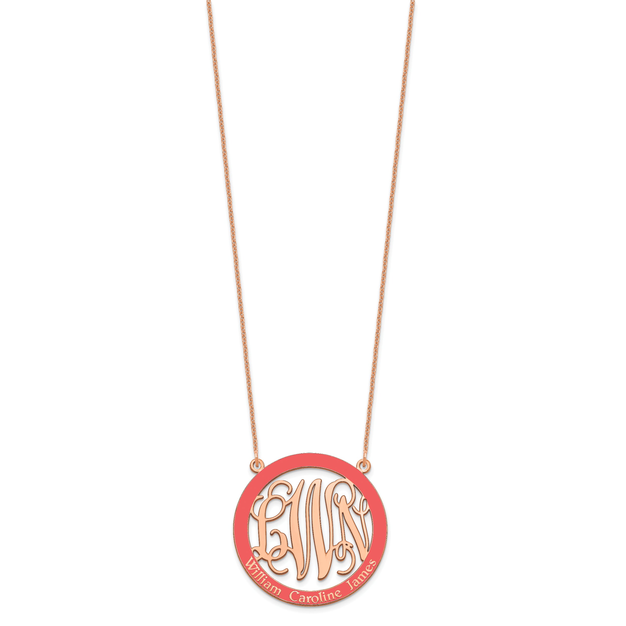 14K Rose Gold Large Family Monogram Epoxy Necklace
