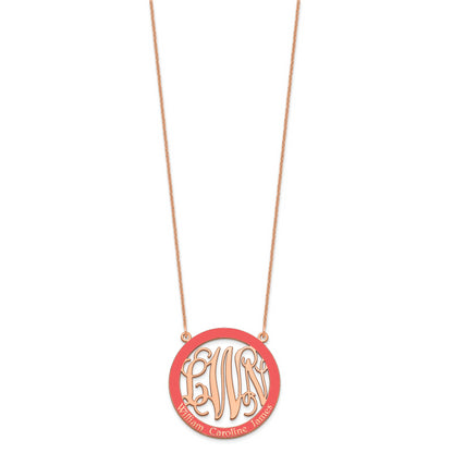 14K Rose Gold Large Family Monogram Epoxy Necklace