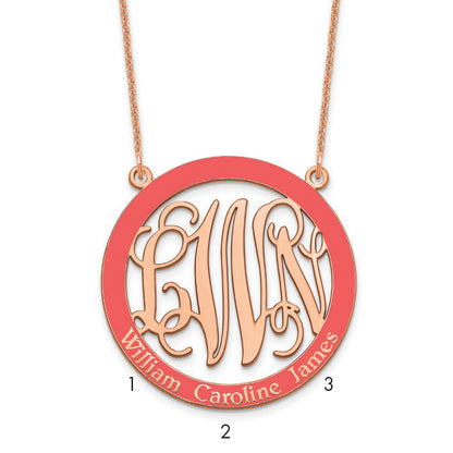 14K Rose Gold Large Family Monogram Epoxy Necklace